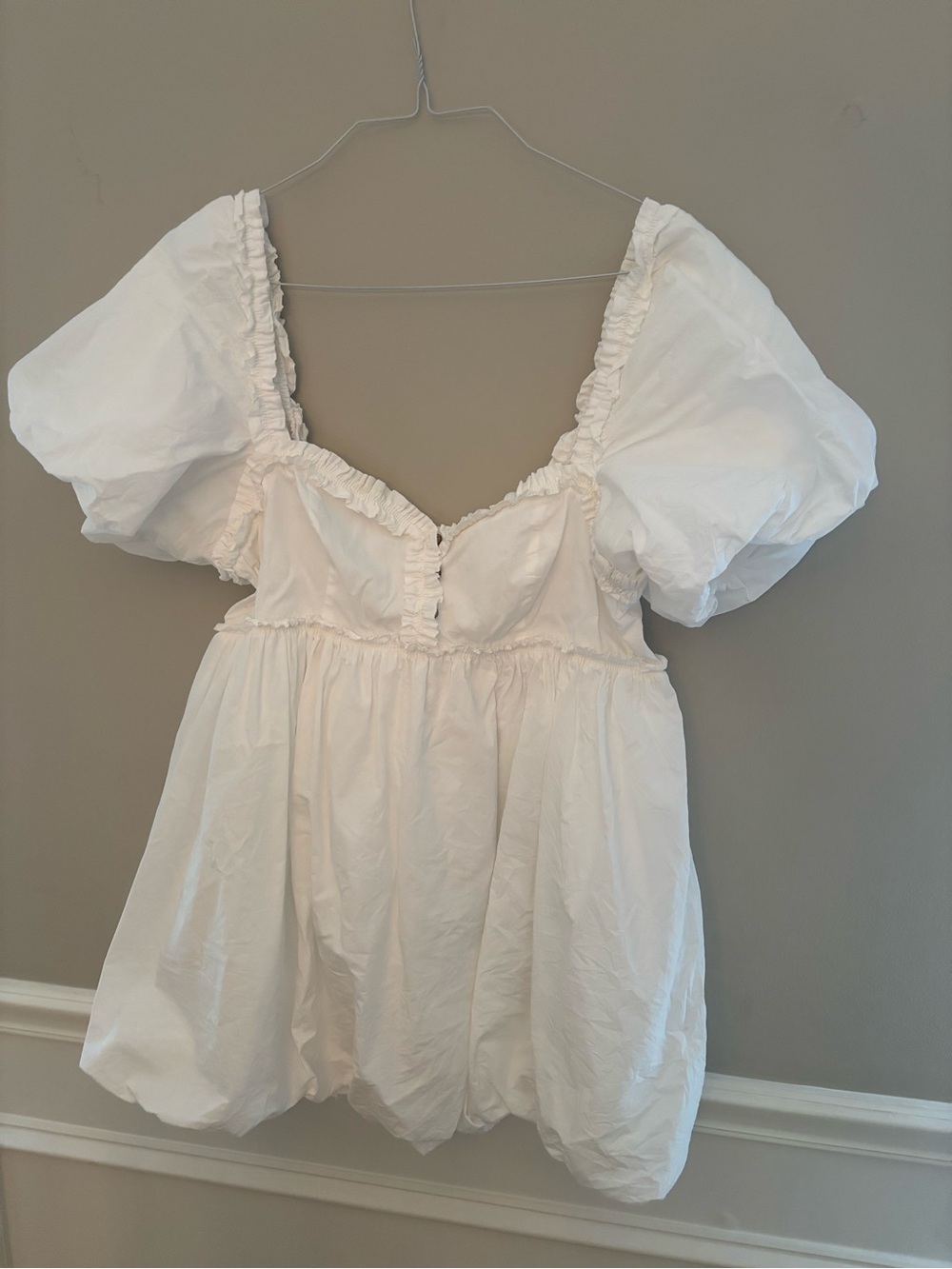 Altar'd State White Puff Sleeve Ruffle Babydoll Tunic